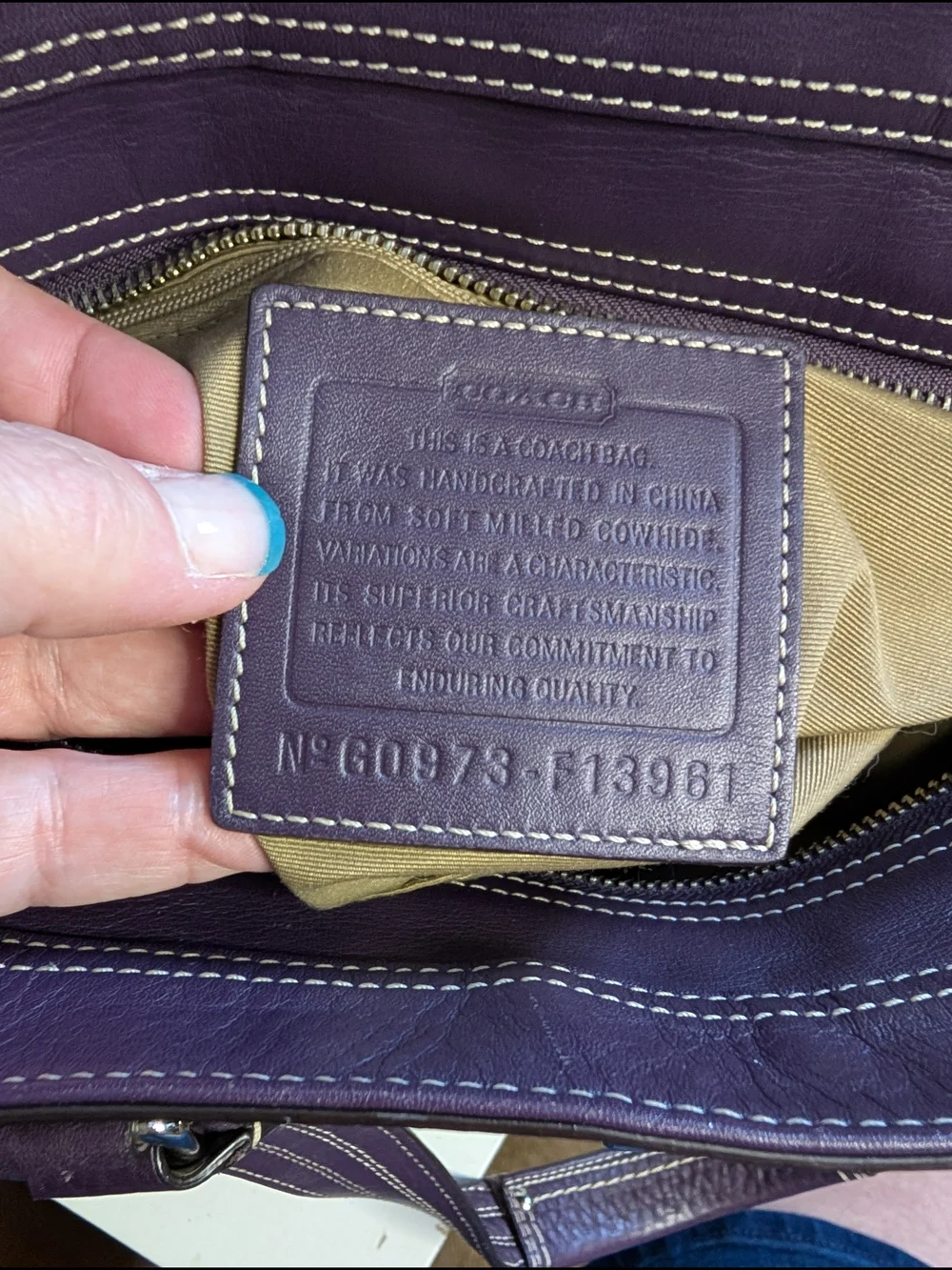 Coach Y2K Hamptons Pebbled Leather Satchel #F13961, Purple, EUC!